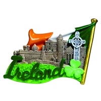 Image for Flag with Castle and Cross Resin Magnet