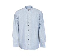 Image for Vintage Irish Cotton Grandfather Shirt, Ivory Pinstripe On Grey
