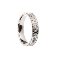 Image for Sterling Silver 3mm Narrow Celtic Warrior Shield Wedding Ring Polished