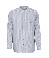 Image for Men’s Comfort Irish Cotton Grandfather Shirt –White  with Navy Stripes