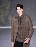 Image for Mens Hunting Style Tweed Dublin City Coat Brown Herringbone Overcheck