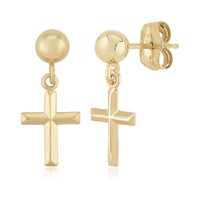 Image for 14Kt Gold Cross Drop Post Earrings
