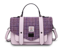 Image for Islander Medium Satchel Bag with HARRIS TWEED - Violet Mini Dogtooth
