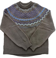 Image for Fair Isle Ladies Crew Neck Sweater, Toffee with Silver, Natural & Violet Mix