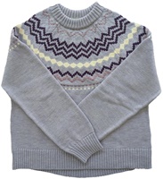 Image for Fair Isle Ladies Crew Neck Sweater, Silver with Natural, Violet Mix & Purple