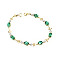 Image for 14kt Gold Lab Diamond and Emerald Trinity Bracelet