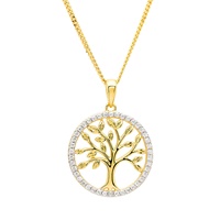 14kt Gold Vermeil Tree of Life CZ Necklace