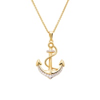14kt Gold Vermeil CZ Anchor Necklace