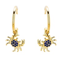 Image for 14k Gold Vermeil Blue and White Lab Sapphire Crab Earrings