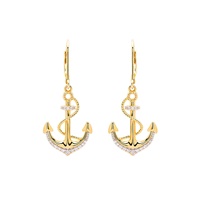 Image for 14kt Gold Vermeil CZ Anchor Drop Earrings