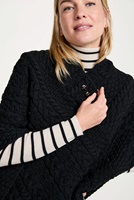 Image for Aran Woolen Mills Merino Wool Button Poncho, Black