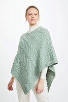 Image for Aran Woolen Aran Triangular Poncho, Sea Green
