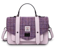 Image for Islander Large Satchel Bag with HARRIS TWEED - Violet Mini Dogtooth