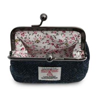 Image for Islander Coin Purse with HARRIS TWEED - Navy Tartan