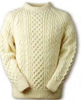 Image for Handknit Crewneck Cardigan Sweater by Magee, Natural