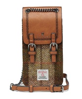 Image for Chestnut Tartan Harris Tweed Crossbody Phone Tote