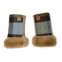 Image for Islander Lambswool Mittens-Chestnut and Blue Tartan