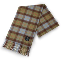 Islander Harris Tweed Lambswool Scarf - Chestnut and Blue Tartan, Small