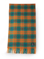 Image for Islander Harris Tweed Lambswool Scarf - Navy Beige Tartan, Large