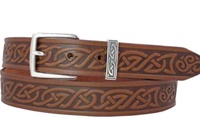 Image for Teltin Triskle Embossed Leather Belt, by Lee River Leather Goods