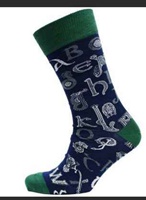 Book Of Kells Celtic Alphabet Mens Socks, Navy/Green
