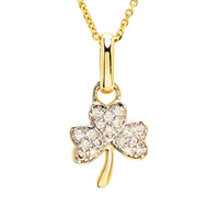 Image for 14K Yellow Gold Diamond Irish Shamrock Necklace .10ct Lab Grown