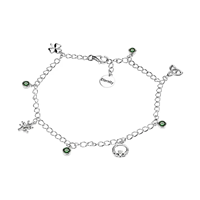Image for Sterling Silver Celtic Bracelet with Shamrock, Claddagh and Trinity charms and Green CZ