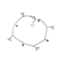 Image for Sterling Silver Celtic Trinity Knot Bracelet with Amethyst CZ Charms