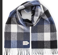 Image for Avoca Handweavers Merino Scarf, Navy/Grey Check