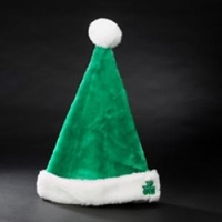 Image for Irish Santa Hat - Plush Santa Hat with Shamrock on Cuff, Green
