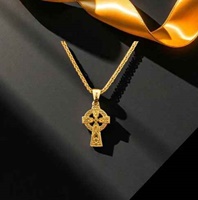 Image for 14K Yellow Gold Vermeil Double Sided Celtic Cross-Very Small