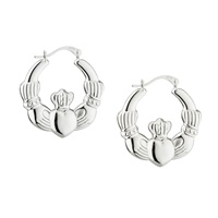 Solvar Silver Claddagh Creole Medium Earrings