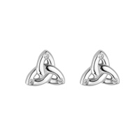 Solvar Sterling Silver Flush Set CZ Trinity Knot Stud Earrings