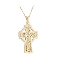 Image for Solvar Gold Plated Engraved Celtic Cross Pendant