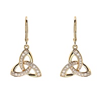 Image for 14K Gold Celtic Trinity Knot Drop Earrings with Lab Diamond