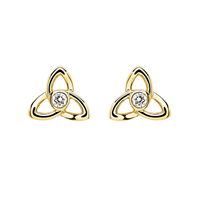 Image for 14K Gold Trinity Stud Earrings with Lab Diamond