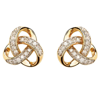 Image for 14K Gold Lab Diamond Celtic Trinity Knot Love Stud Earrings .20ct