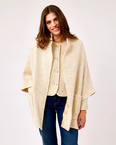 Image for Avoca The Flock Donegal Wool Cape, Bán