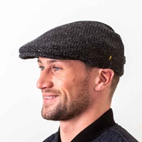 Image for Hatman of Ireland The Dubliner 100% Irish Tweed Cap, Charcoal