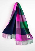 Image for Avoca Handweavers Two Tails Scarf, Green/Pink