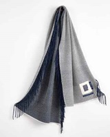 Image for Avoca Handweavers Vertically Fringed Scarf, Navy/Cream