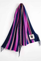 Image for Avoca Handweavers Vertically Fringed Scarf, Navy Stripe