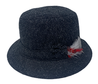 Image for Hanna Hats Harris Tweed Irish Walking Hat, Black/Charcoal