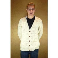 Hand Loomed V-Neck Irish Cardigan Sweater