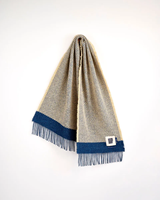 Image for Avoca Handweavers Tweed Donegal Merino Scarf, Navy Chevron