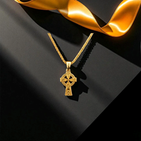 Image for 14K Yellow Gold Vermeil Double Sided Celtic Cross-Very Small