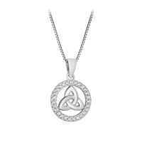 Image for Solvar Sterling Silver CZ Small Round Trinity Knot Pendant