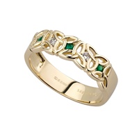 Image for 14K Yellow Gold Trinity Knot Ladies Ring with Diamond and Emerald