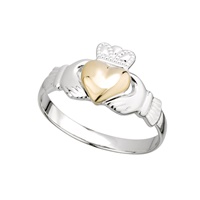 Image for 10K Sterling Silver Gold Heart Claddagh Ring