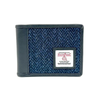 Image for Maccessori Harris Tweed Trifold Wallet with Coin Purse, Blue